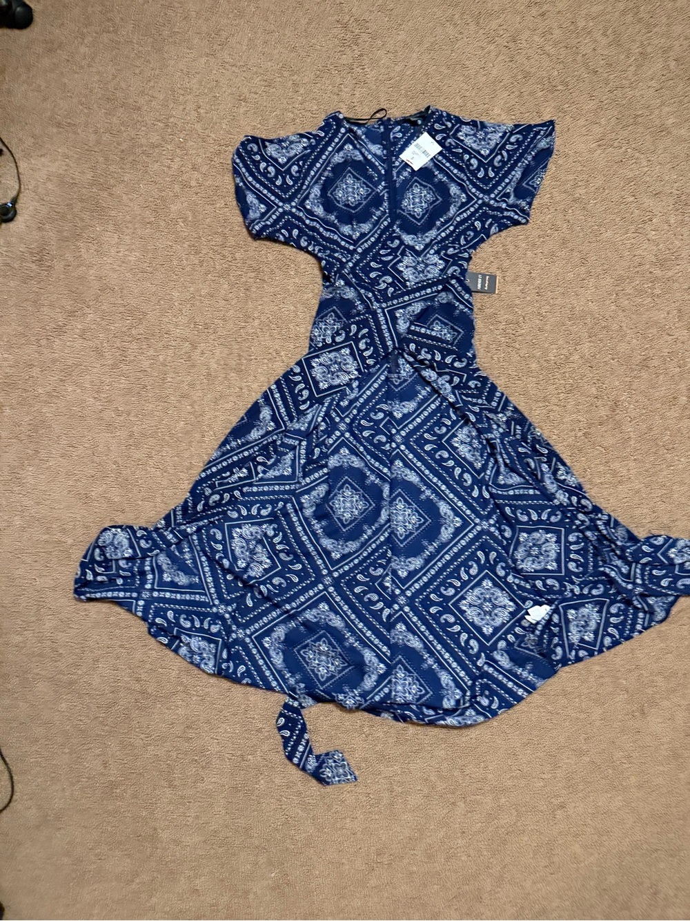 Forever 21 Navy Blue Bandana-Print Maxi Dress